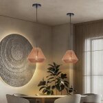 Lustre - smotop - rotin et m�tal - lot de 2 - culot e27