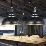 Lot de 2 lustre suspension moderne lampe en m�tal e27 �29cm argent abat - jour conception plafonnier ...