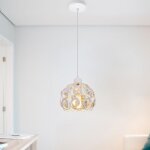 Lot de 2 lustre suspension vintage luminaire industrielle �26cm cage en m�tal cristal blanc lampe de ...