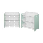 Lot de 2 meubles de rangement pour enfant vert cladon. 18 casiers. 64x29. 5x60cm