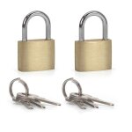 Lot de 2 mini cadenas � cl� pour bagages valises sac � dos mallette - cadenas 20 mm acier et laiton couleur ...