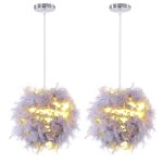 Lot de 2 modernde plumes gris plafonnier �30cm lustre �clairage boule de plumes simple cr�atif d�coration ...