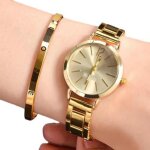 Lot de 2 montres femme elgantes  quartz bracelet acier design chic et tendance idales cadeau bureau ...