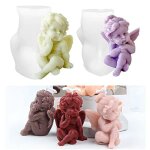 Lot de 2 moules  bougies en forme dange pour la saint - valentin en rsine et silicone pour aromathrapie ...