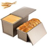Lot de 2 moule  pain antiadhsif en acier carbone avec couvercle pour la cuissonidal pour toastssandwichs ...