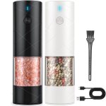 Lot de 2 moulins � sel et � poivre �lectriques r�glage de la mouture avec compartiments de rangement ...