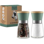 Lot de 2 moulins à sel et à poivre réglables en céramique - salières et poivrières rechargeables vert ... Lot de 2 moulins à sel et à poivre réglables en céramique - salières et poivrières rechargeables vert ...