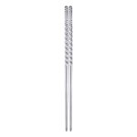 Lot de 2 paires de baguettes chinoises antidérapantes en acier inoxydable argenté Lot de 2 paires de baguettes chinoises antidérapantes en acier inoxydable argenté