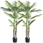 Lot de 2 palmiers artificiels 180cm arbre artificiel?intrieur - extrieur pot plastique salon?balcon ...