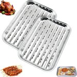 Lot de 2 panier a barbecue plateau � griller r�utilisable en acier inoxydable plat de cuisson barbecue ...