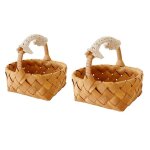 Lot de 2 paniers en osier naturel tress avec poignes en dentelle pour mariage paniers de demoiselle ...