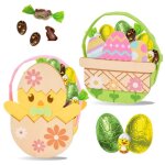 Lot de 2 paniers poussin & ?ufs garnis de 35 chocolats de p�ques: papillotes r�villon poussin et ?ufs ...