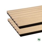 Lot de 2 panneaux tasseaux bois mdf acoustic d�cor ch�ne ivoire sur fond feutrine noir 2600 x 300 x 17 ...