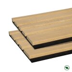 Lot de 2 panneaux tasseaux bois mdf acoustique design blend dcor chne naturel sur fond feutrine noire ...
