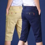 Lot de 2 pantacourt en coton classique casual extensible - bleu marine kaki