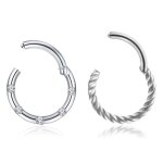 Lot de 2 piercings de nez en acier chirurgical argenté de 8 mm anneaux à charnière créoles daith hélix ... Lot de 2 piercings de nez en acier chirurgical argenté de 8 mm anneaux à charnière créoles daith hélix ...