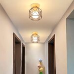 Lot de 2 plafonnier industriel en mtal bois tokius lampe de plafond vintage cage design luminaire e27 ...