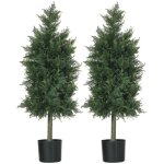 Lot de 2 plantes artificielles homcom c�dre avec pot hauteur 90 cm conif�re 38l x 125l x 90h cm