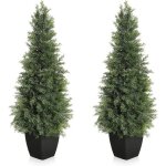 Lot de 2 plantes artificielles interieur en cdre 90cm fausse plante sapin en pot conifre pour salon ...