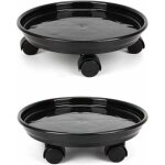 Lot de 2 plante caddy support de pot de fleurs rond sur roues chariot heavy duty avec roulettes universelles ...