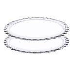 Lot de 2 plat  tarte rond en verre transparent plat  gteau plat de service
