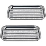 Lot de 2 plateaux de cuisson pour barbecue ? panier � l�gumes en acier inoxydable ? plateau de cuisson ...