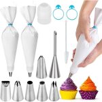 Lot de 2 poches  douille premium colo - 7 douilles en inox - poche  douille en coton 40 cm rutilisable ...