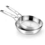 Lot de 2 po�les inox 24 / 28 cm sans rev�tementtriple fond diffuseurcompatibles tous feux dont inductionfiniti ...