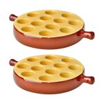 Lot de 2 po�lons � escargots 12 trous en porcelaine plat pour escargots avec poign�e passe au four et ...