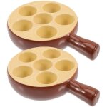 Lot de 2 po�lons plat a cuisson � escargots en porcelaine 6 trous - 12 x 35 cm