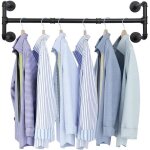 Lot de 2 portant  vtement mural industriel porte manteaux tringle en mtal 109cm