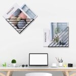 Lot de 2 porte revue mural - triangle porte revues - pour journaux livres tablettes et dossiers - noir ...