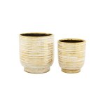 Lot de 2 porte - vases en c�ramique blanche et dor�e � cm 23x24 - 175x19