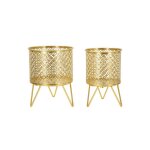 Lot de 2 porte - vases en m�tal dor� � cm 16x20 - 13x20