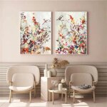 Lot de 2 posters images esth�tiques tableaux muraux fleurs sur toile sans cadre modernes pour salon chambre ...