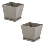 Lot de 2 pots carr� lilium en polypropyl�ne avec fibre de verreavec soucoupeint�rieur / ext�rieurdesign ...