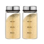 Lot de 2 pots  pices sel et poivre en verre avec mesures rglables avec des trous de diffrentes tailles ...