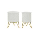 Lot de 2 pots de fleurs en m�tal blanc � cm 16x20 - 13x20
