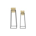 Lot de 2 pots de fleurs en mtal dor avec bases cm 23x23x70 - 20x20x60