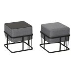 Lot de 2 poufs empilables tas multifonctionnel carr� gris fonc�