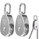 Lot de 2 poulies simples robustes m50 en acier inoxydable pivotantes � 360� pour cordes supportant une ...