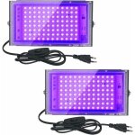Lot de 2 projecteurs uv led 100w imperm�ables ip65 �clairage pour aquarium soir�es peinture fluo