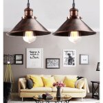 Lot de 2 r�tro lustre suspension luminaire industrielle �22cm abat - jour en m�tal rouille rouge lampe ...