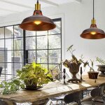 Lot de 2 rétro vintage lustre suspension luminaire industrielle Ø27cm abat - jour en métal cuivre rouge ... Lot de 2 rétro vintage lustre suspension luminaire industrielle Ø27cm abat - jour en métal cuivre rouge ...