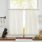 Lot de 2 rideaux br - vue en lin - semi - transparents - pour bistrot cuisine salon maison de campagne ...
