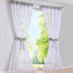 Lot de 2 rideaux feuilles  broder en mousseline tulle porte fentre rideaux balcon drape pour le salonlargeur ...