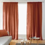 Lot de 2 rideaux galon fronceur double gaze de coton ? terracotta ? 140 x 240 cm