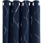 Lot de 2 rideaux occultants isolants a oeillets avec motif argente bleu marine 132x213 cm rideaux cuisine ...