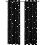 Lot de 2 rideaux occultants rideaux motif etoile argent oeillet isolant thermique 130245cm noir 117x229 ...