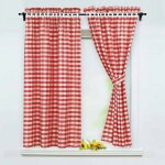 Lot de 2 rideaux occultantsavec 2 embrasses style maison de campagne polyester rouge bxh 80x120cm